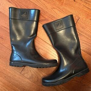 SPERRY black rain boots size 10